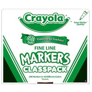 Crayola Washable Fine Tip Marker Classpack - (200 Pieces) 10 Colors