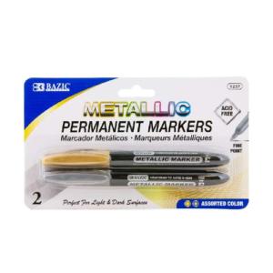 Bazic Fine Tip Silver & Gold Metallic Markers (2/Pack)