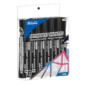 Bazic Chisel Tip Black Permanent Marker (12/Pack)