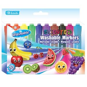 Bazic Assorted Washable Scented Markers (10/Pack)