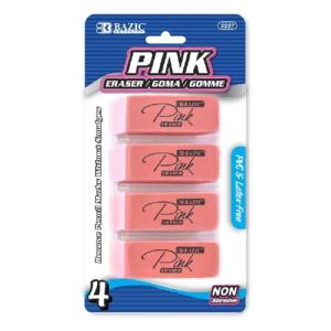 Bazic Pink Beveled Erasers 4ct