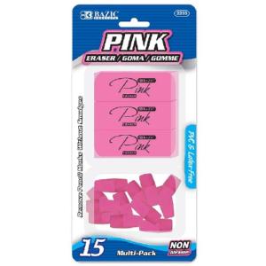 Bazic Pink Eraser Combo Pack 15ct