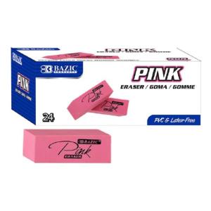 Bazic Pink Beveled Erasers 24ct