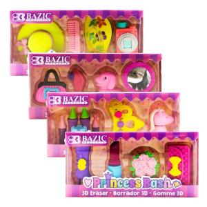 Bazic Princess Bash 3D Shaped Erasers 4pc Set   ***NO CHOICE IN SETS***