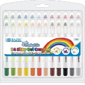 Bazic Washable Silky Gel Crayons 24ct