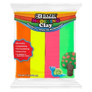 Bazic Non-Hardening Modeling Clay - 4ct/4oz -1lb Flourescent Colors
