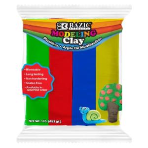 Bazic Non-Hardening Modeling Clay - 4ct/4oz -1lb Primary colors