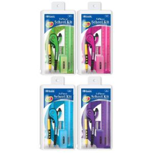 Bazic 5 Piece School Kit w/ Zipper Pouch  *** NO CHOICE IN COLOR ***