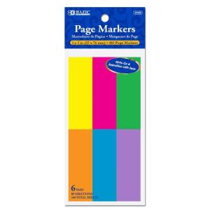 Bazic Flag Neon Page Markers 1" X 3" 80 Ct. (6/Pack) 480 total
