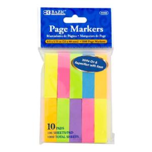 Bazic Flag Neon Page Marker 0.5" X 1.75" 100 Ct. (10/Pack) 1000 Total Sheets
