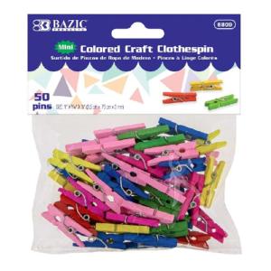 Bazic Mini Colored Craft Clothespins (50 count)