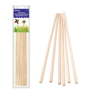 Bazic 3/8" x 12" Round Natural Wooden Dowels (6/Bag)