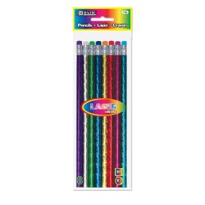 Bazic Metallic Laser Foil Pencils w/ Erasers  (8/pk)