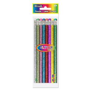 Bazic Metallic Glitter Pencils w/ Erasers  (8/pk)