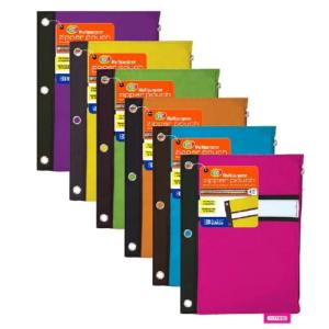 Bazic 3-Hole Pencil Pouch (Bright Colors)