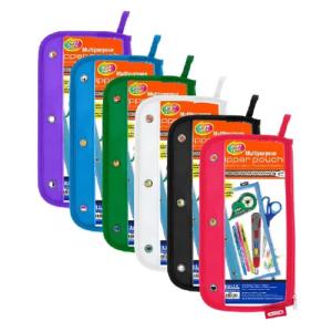 Bazic 3-Hole Clear Windowed Pencil Pouch (assorted colors)