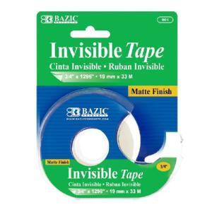 Bazic Invisible Tape with Dispenser  3/4"x1296"