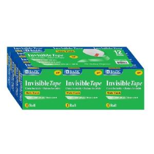 Bazic Invisible Tape Refills for desk top   12pk 3/4"x1296"