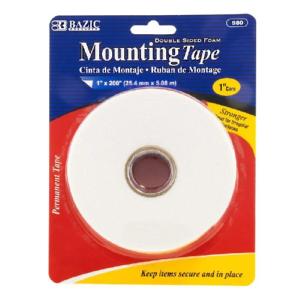 Bazic Double Sided Foam Mounting Tape 1"x200"