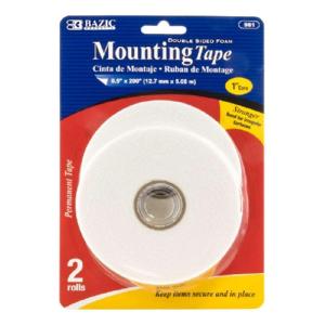 Bazic Double Sided Foam Mounting Tape 2pk 0.5"x200"