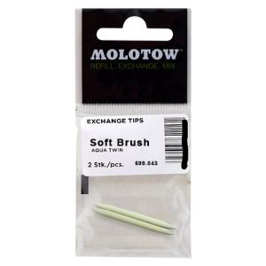 Molotow Aqua Twin Marker Exchange Tips - (2 Pieces) Soft Brush