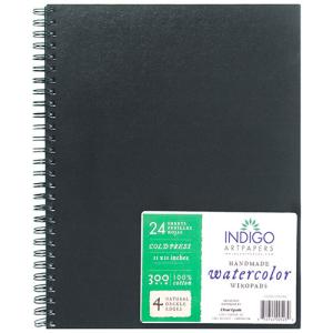 Indigo Art Papers Handmade Watercolor Wiropad 11" x 14" - (24 Sheets, 140lb)