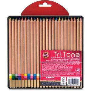 Koh-I-Noor Tri-Tone Multi-Colored Pencil Tin Set - (24 Pack)