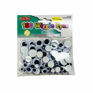 Charles Leonard Black Peel 'N Stick Assorted Sizes Wiggly Eyes-100ct