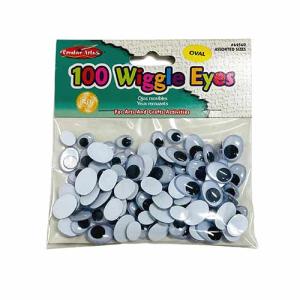 Charles Leonard Black Assorted Sizes Oval Wiggly Eyes-100ct