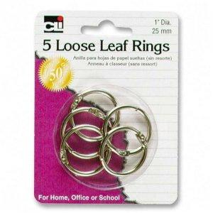 Charles Leonard Book Rings 1" (5 count)