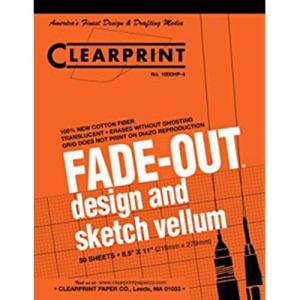 Clearprint 8-1/2 Inch X 11 Inch Fade Out Vellum Pad 50 sheets (4×4)