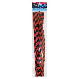 Orange /Black Twisted Chenille Stems 12" - (12 Pack) pipe cleaners