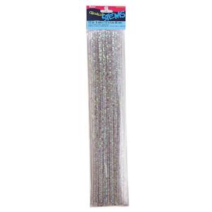 Iridescent White Tinsel Chenille Stems 12" - (25 Pack) pipe cleaners