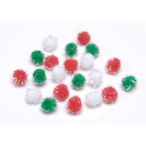 Craft Pom Poms Assorted Christmas Iridescent 10mm (110 count)