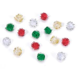 Craft Pom Poms Christmas Assorted Glitter 7mm (200 count)