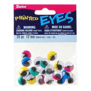 Darice Printed Wiggle Eyes Assorted Colors 12mm (20 count)