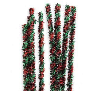 Red /Green Tinsel Twisted Chenille Stems 12" - (10 Pack) pipe cleaners