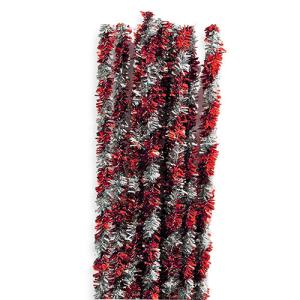 Red /Silver Tinsel Twisted Chenille Stems 12" - (10 Pack) pipe cleaners