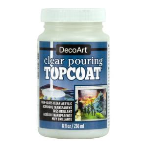 DecoArt Clear Pouring Top Coat - (8oz/236ml) High-Gloss Clear Acrylic