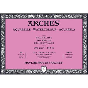 Arches Watercolor Hot Press Block 7" x 10" - (20 Sheets, 140lb)