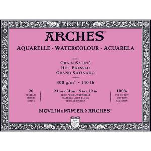 Arches Watercolor Hot Press Block 9" x 12" - (20 Sheets, 140lb)