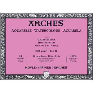 Arches Watercolor Hot Press Block 10" x 14" - (20 Sheets, 140lb)