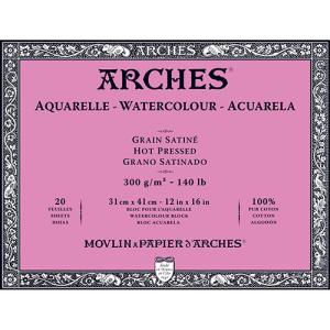 Arches Watercolor Hot Press Block 12" x 16" - (20 Sheets, 140lb)
