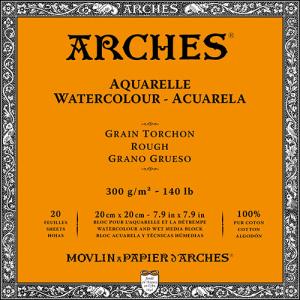 Arches Watercolor Rough Press Block 7.9" x 7.9" - (20 Sheets, 140lb)