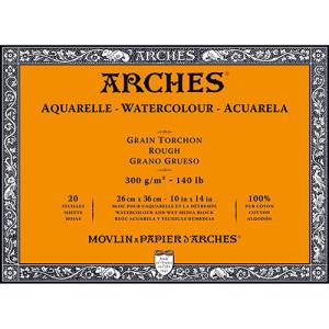 Arches Watercolor Rough Press Block 10" x 14" - (20 Sheets, 140lb)