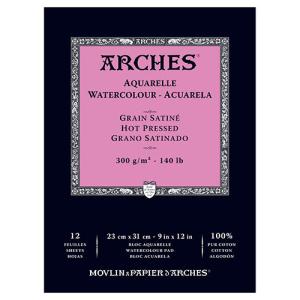 Arches Watercolor Hot Press Pad 9" x 12" - (12 Sheets, 140lb)
