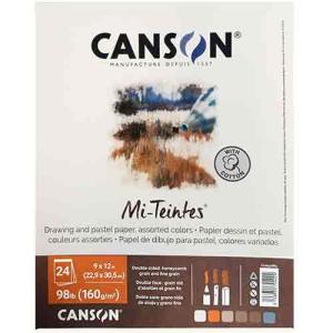 Canson Mi-Teintes Pastel Pad 9" x 12" - (24 Sheets, 98lb) Assorted Colors