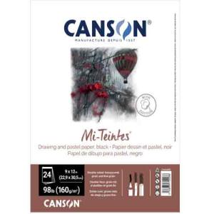 Canson Mi-Teintes Pastel Pad 9" x 12" - (24 Sheets, 98lb) Black