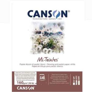 Canson Mi-Teintes Pastel Pad 9" x 12" - (16 Sheets, 98lb) White with Glassine sheets