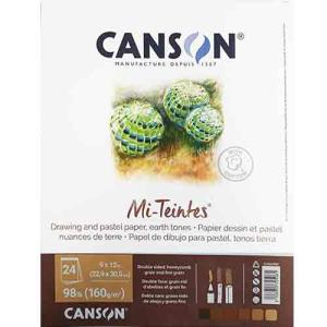 Canson Mi-Teintes Pastel Pad 9" x 12" - (24 Sheets, 98lb) Earth Tones